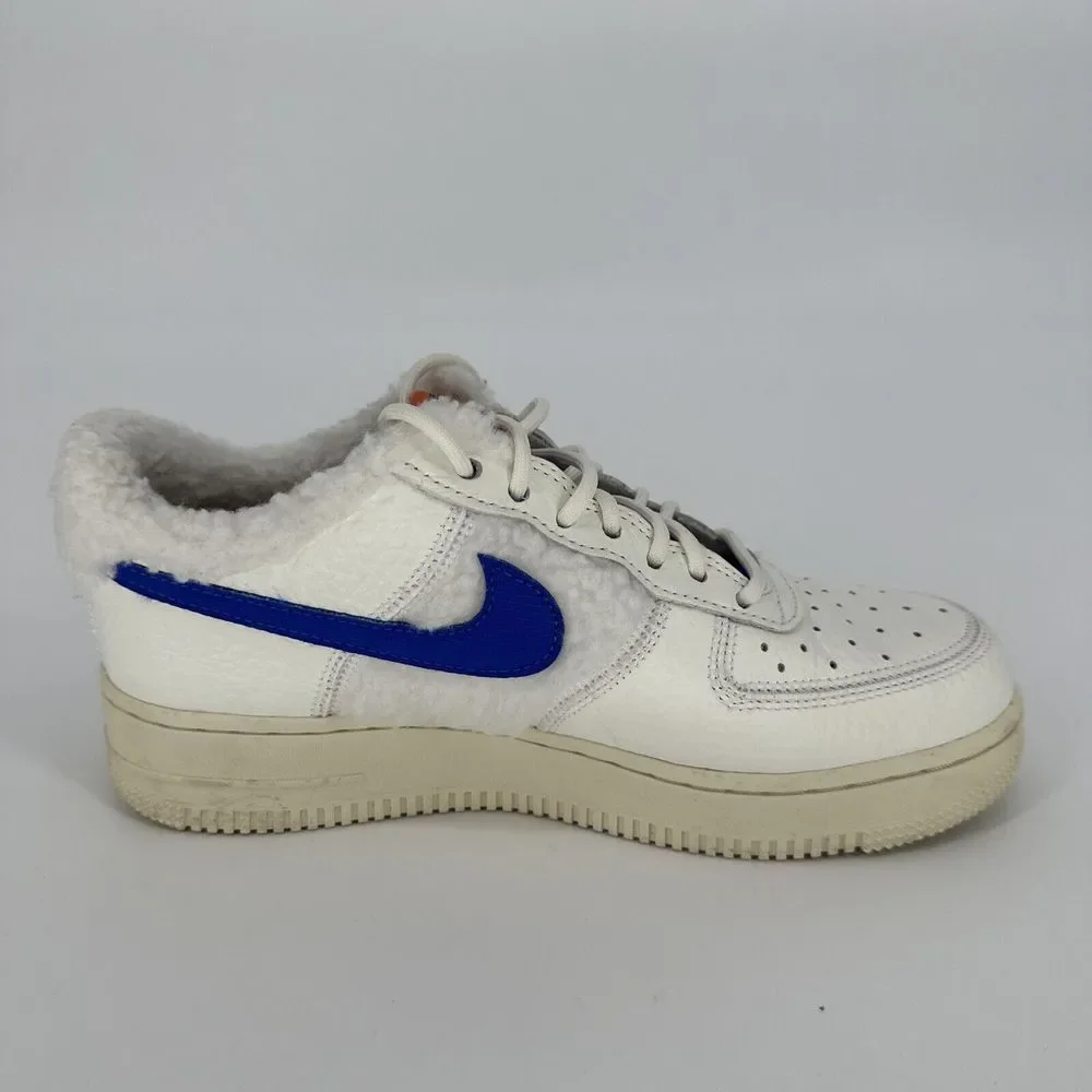 Nike Air Force 1 '07 'Sherpa Fleece' White Blue DO6680-100 - Women's‎ Size 7.5